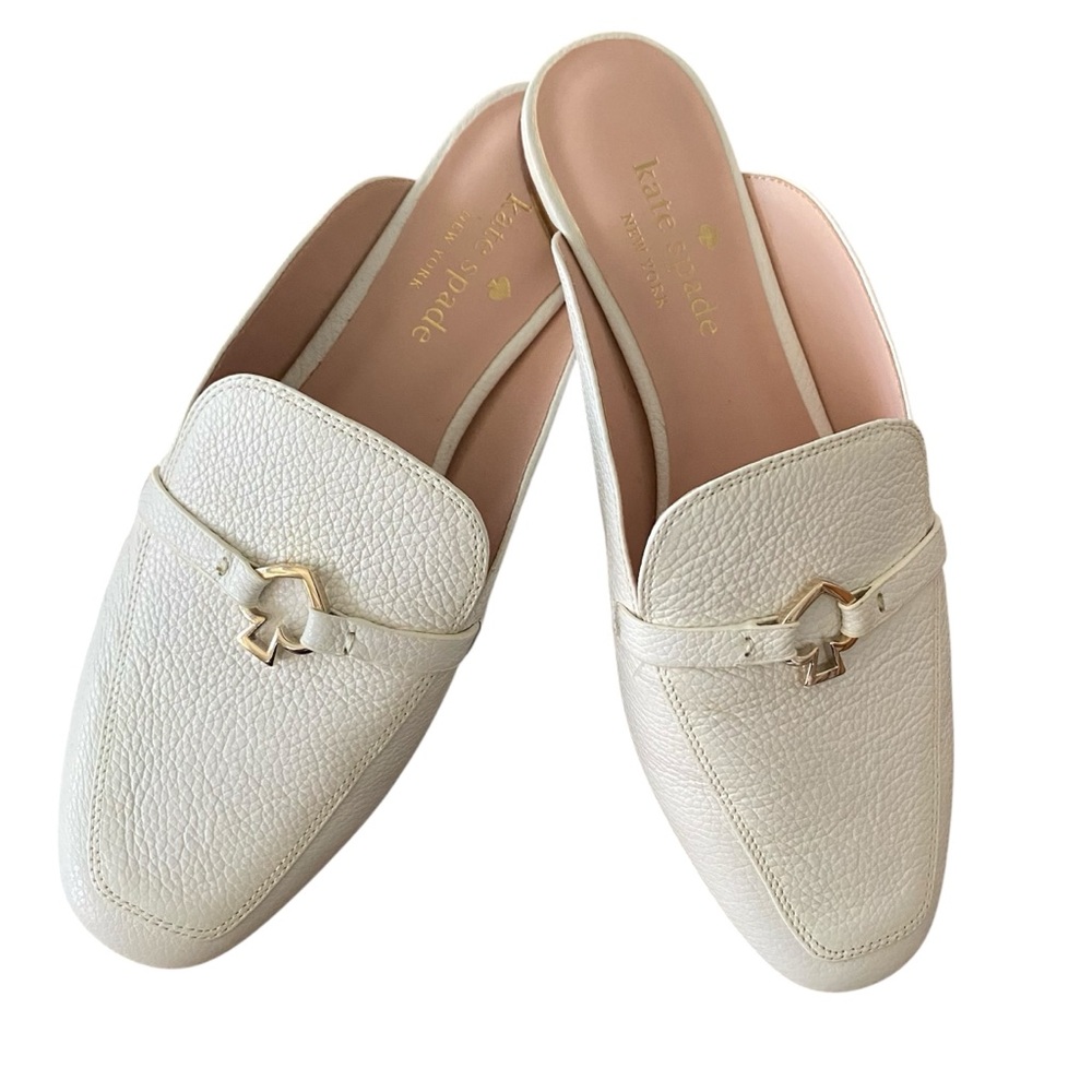 Kate Spade New York Colada Spade White Pebble Leather Mules 7.5